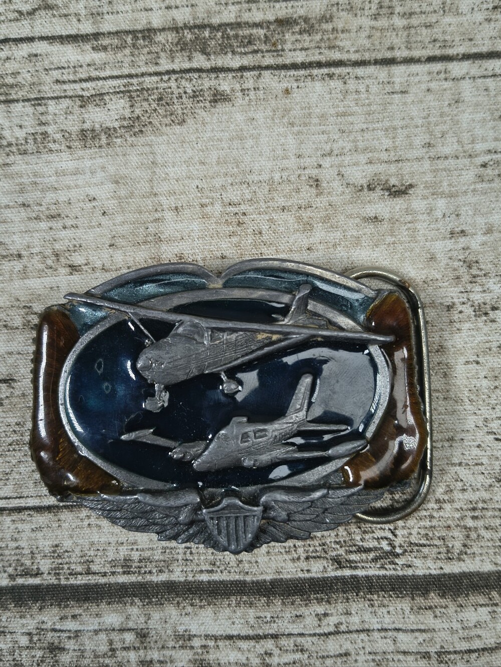Siskiyou Buckle Co Vintage 80s Color Aircraft Buckle